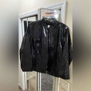 Chicos snakeskin black jacket size 3